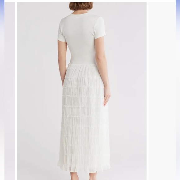 Lush Off-White Mixed Media Frill Skirt Dress. Size: L - Picture 3 of 5